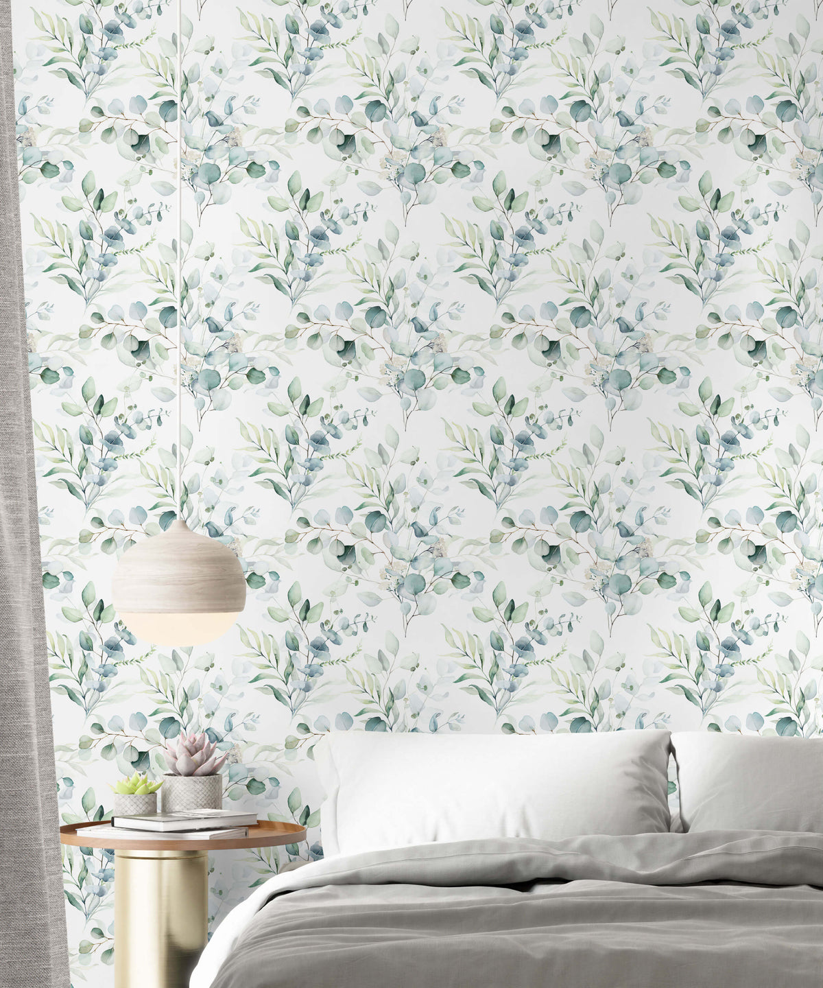 Gum Tones Watercolour Eucalyptus Leaf Wallpaper