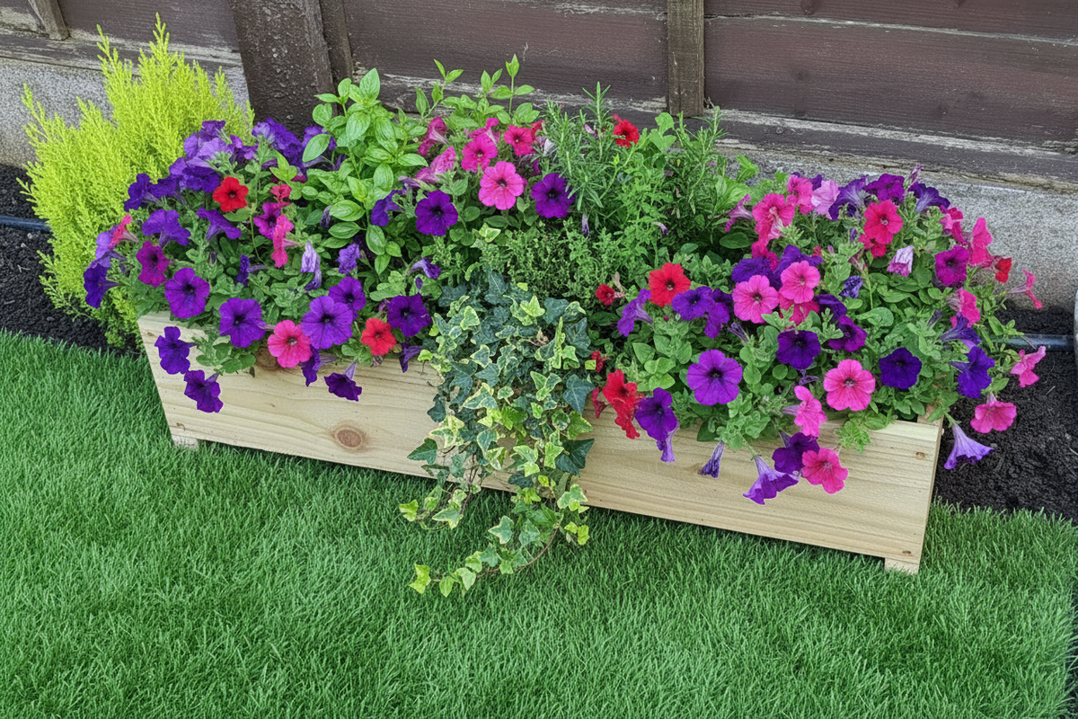 Rustic wooden garden planters 20cm wide