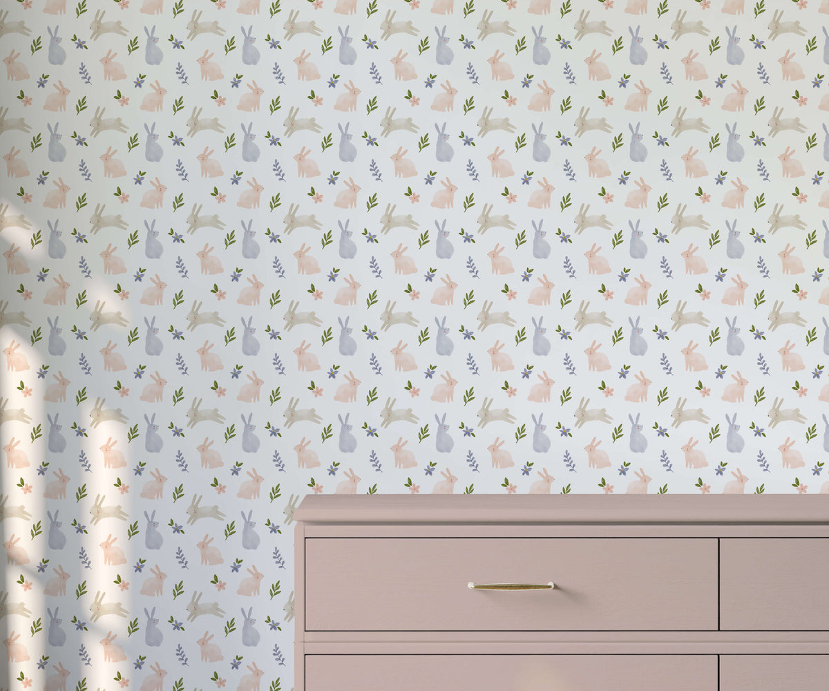 Hop Woodland Rabbit Wallpaper