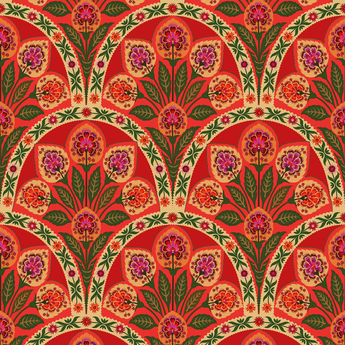Jakata Indian Floral Wallpaper