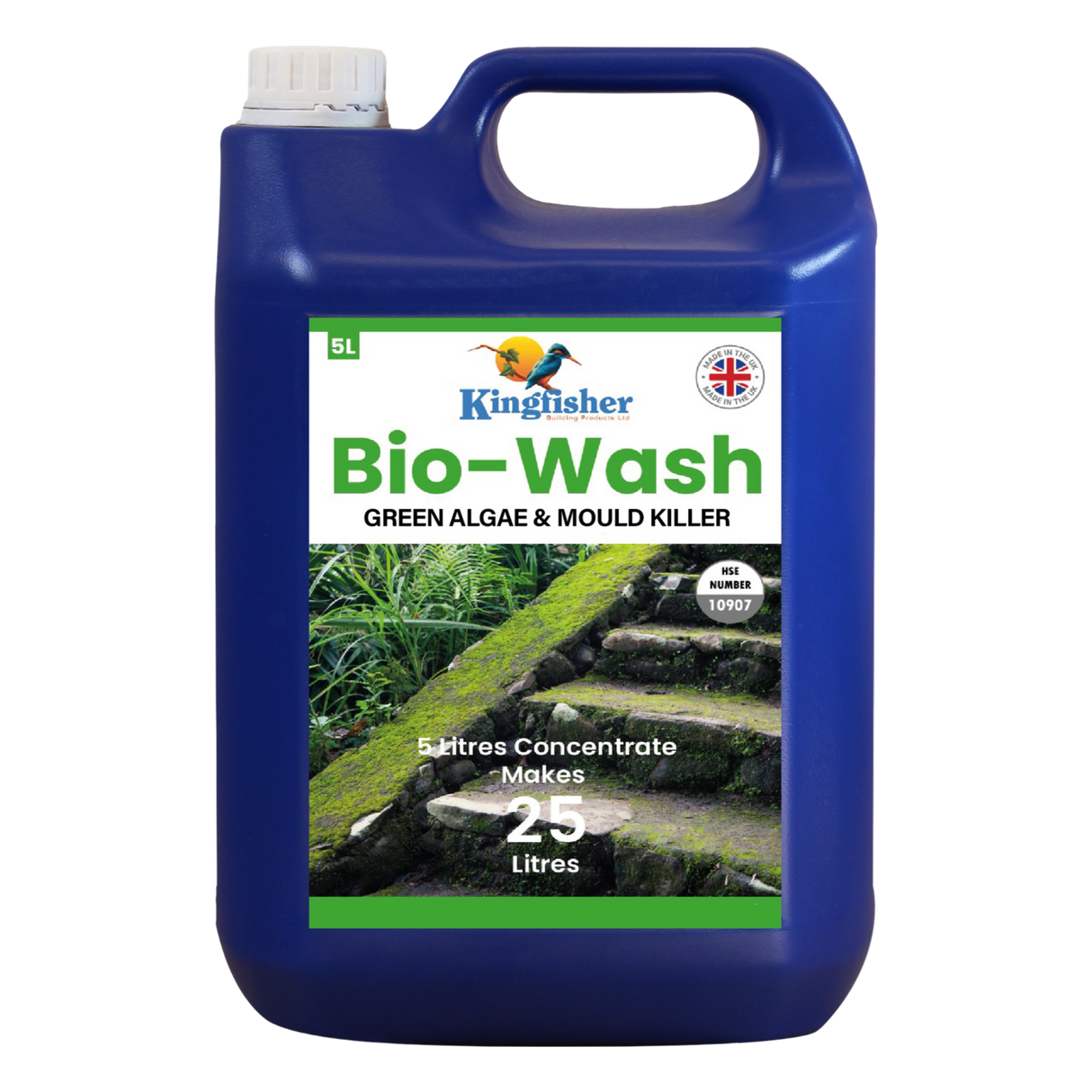 Kingfisher Biocidal Wash for External Surfaces – Algae, Lichen & Mould Inhibitor - 5L