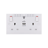 British General Square Edge 13A 2 Gang Switched Socket with Wi-Fi Extender + 1x USB-A 2.1A - White