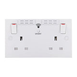 British General Square Edge 13A 2 Gang Switched Socket with Wi-Fi Extender - White