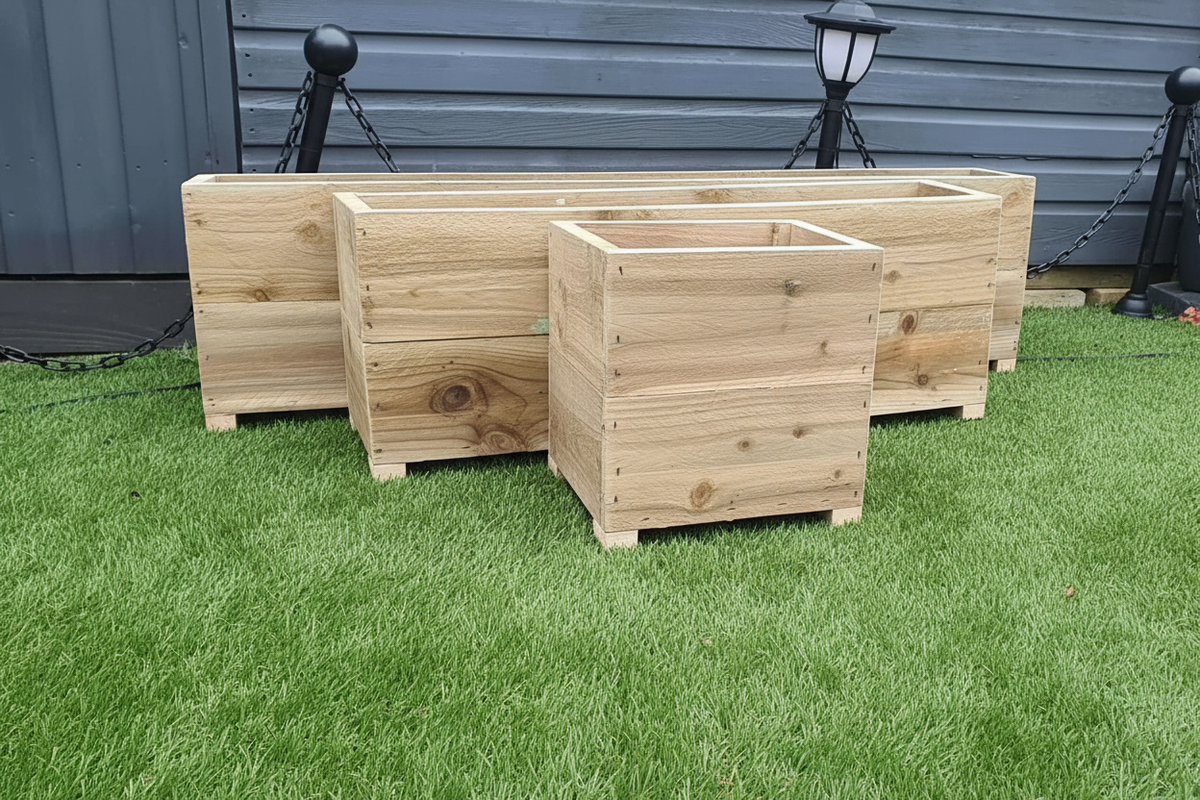 Large 2 Tier Planters wooden garden planters