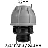 Wall Flange Kit 32mm MDPE + Lever Valve + 32mm MDPE Joiner