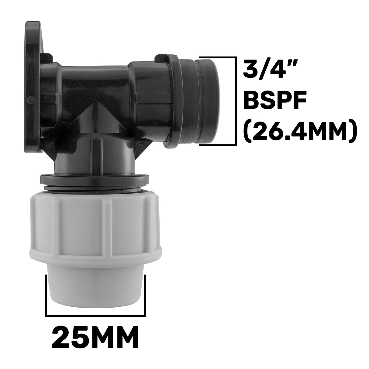 Wall Flange Kit 25mm MDPE + Quick Connect Lever Tap