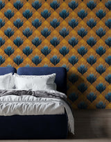 Malek Colour Orange Blue Floral Wallpaper