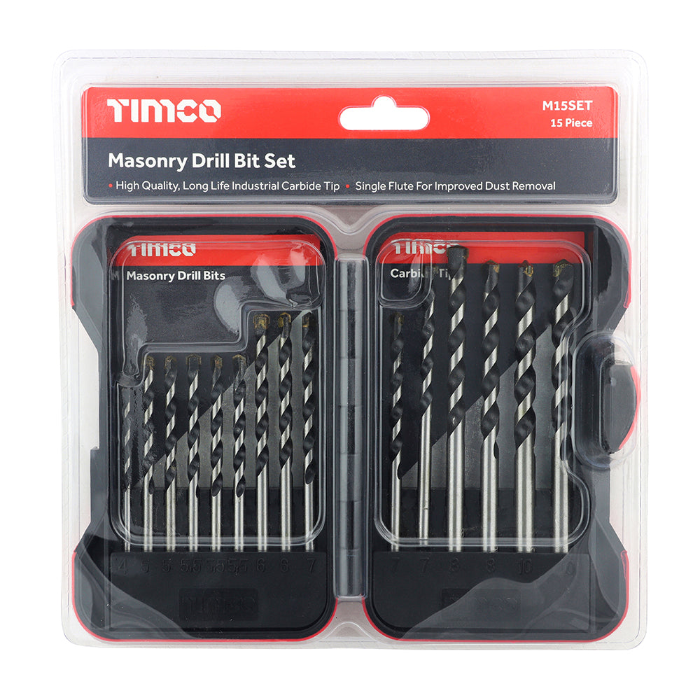 Masonry Drill Bit Set – 15 Piece