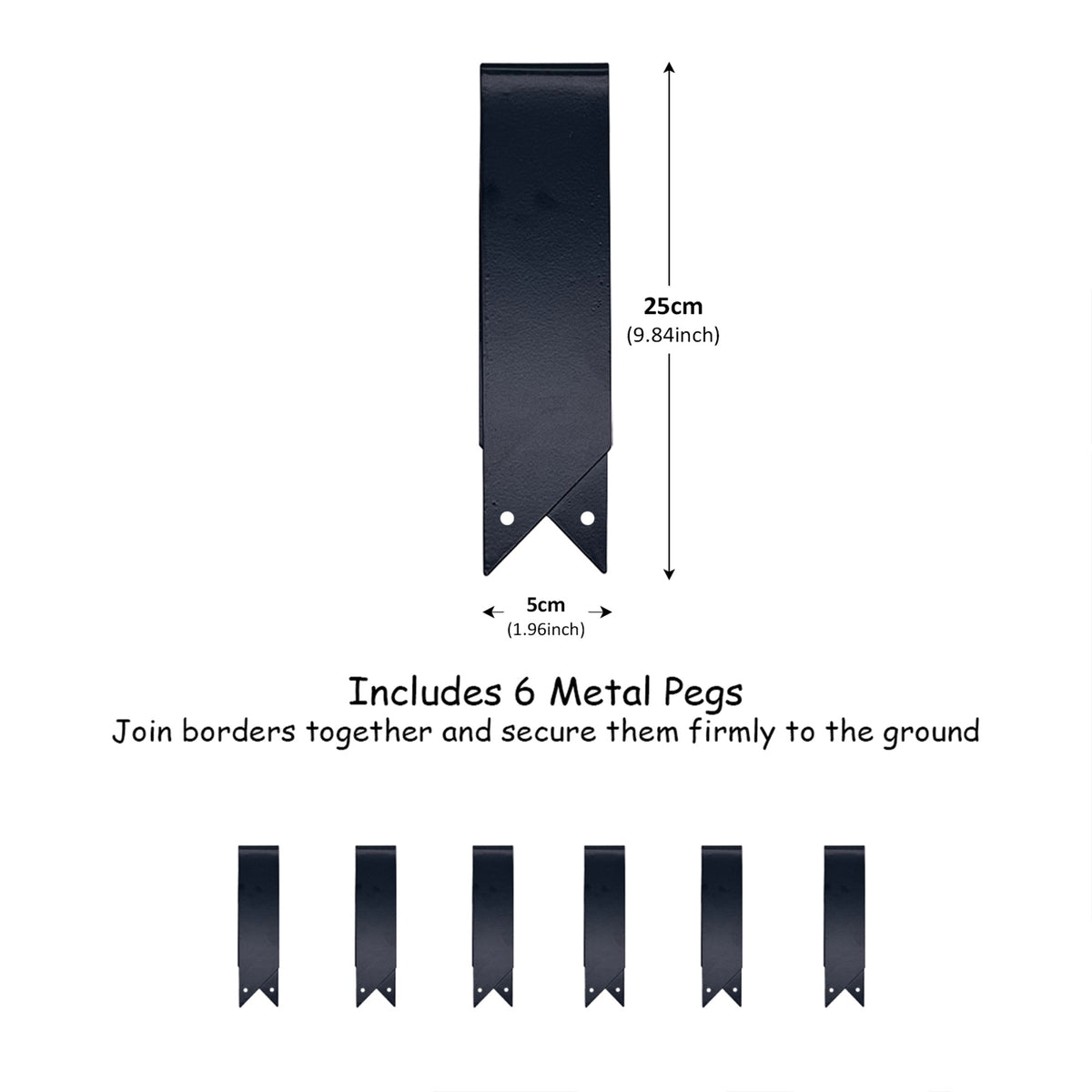 Metal Garden Border Edging – Saw-Tooth Spikes, Pack of 5