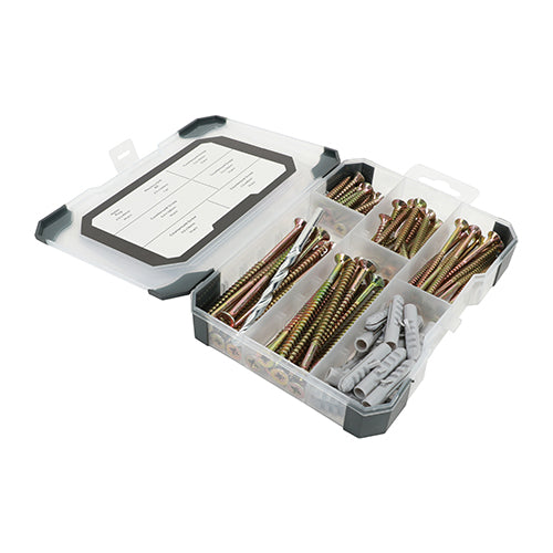 Mixed Tray – Screws, Plugs & Drill Bit (Yellow) – 91 Piece