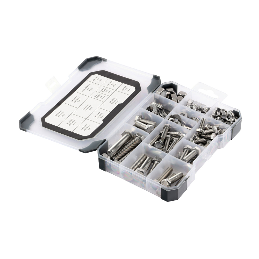 Mixed Tray – Set Screws, Nuts & Washers (Zinc) – 199 Piece