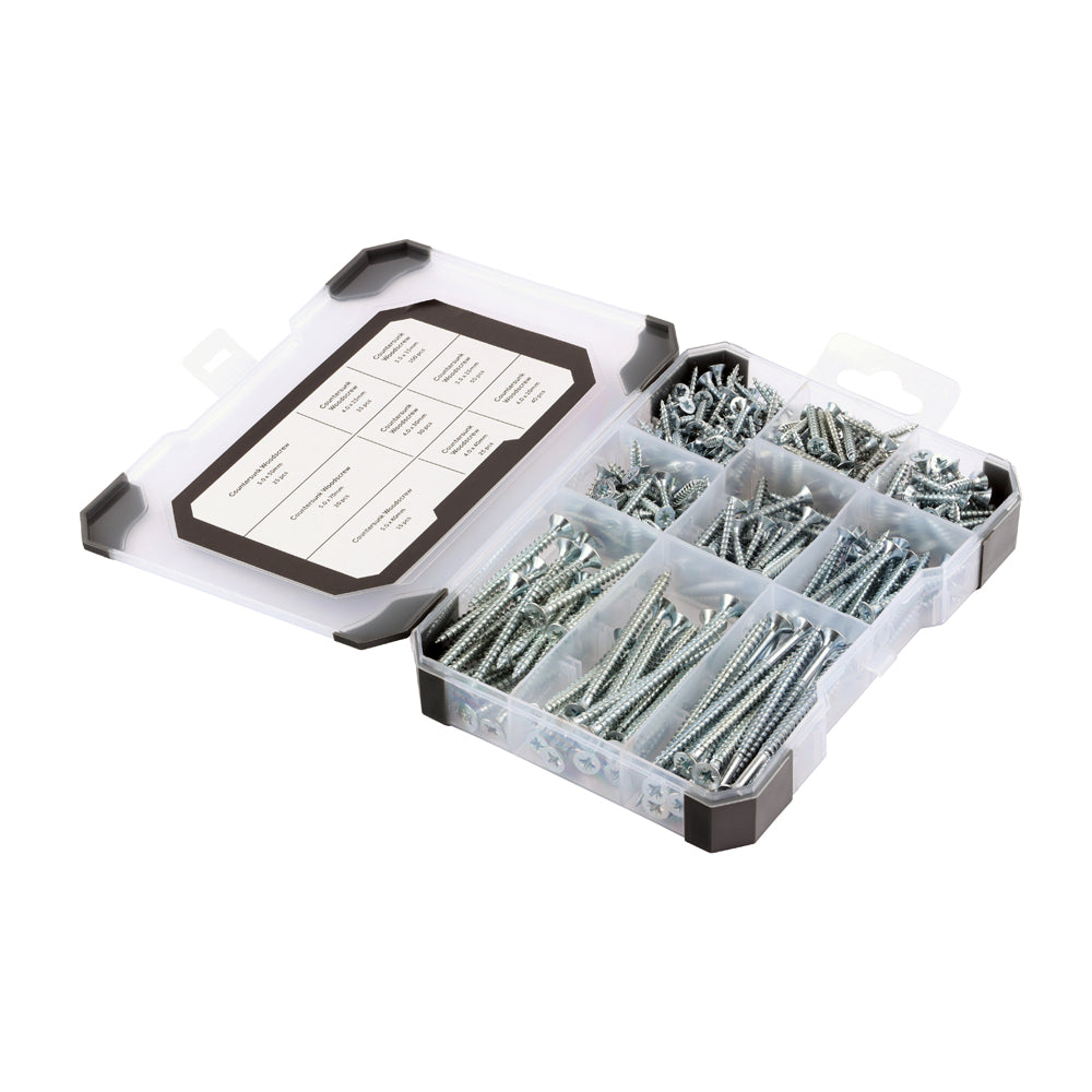Mixed Tray – Woodscrews (Zinc) – 340 Piece