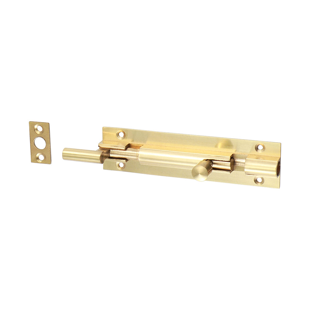 Necked Internal Door Barrel Bolt - Polished Brass - 100 x 25mm