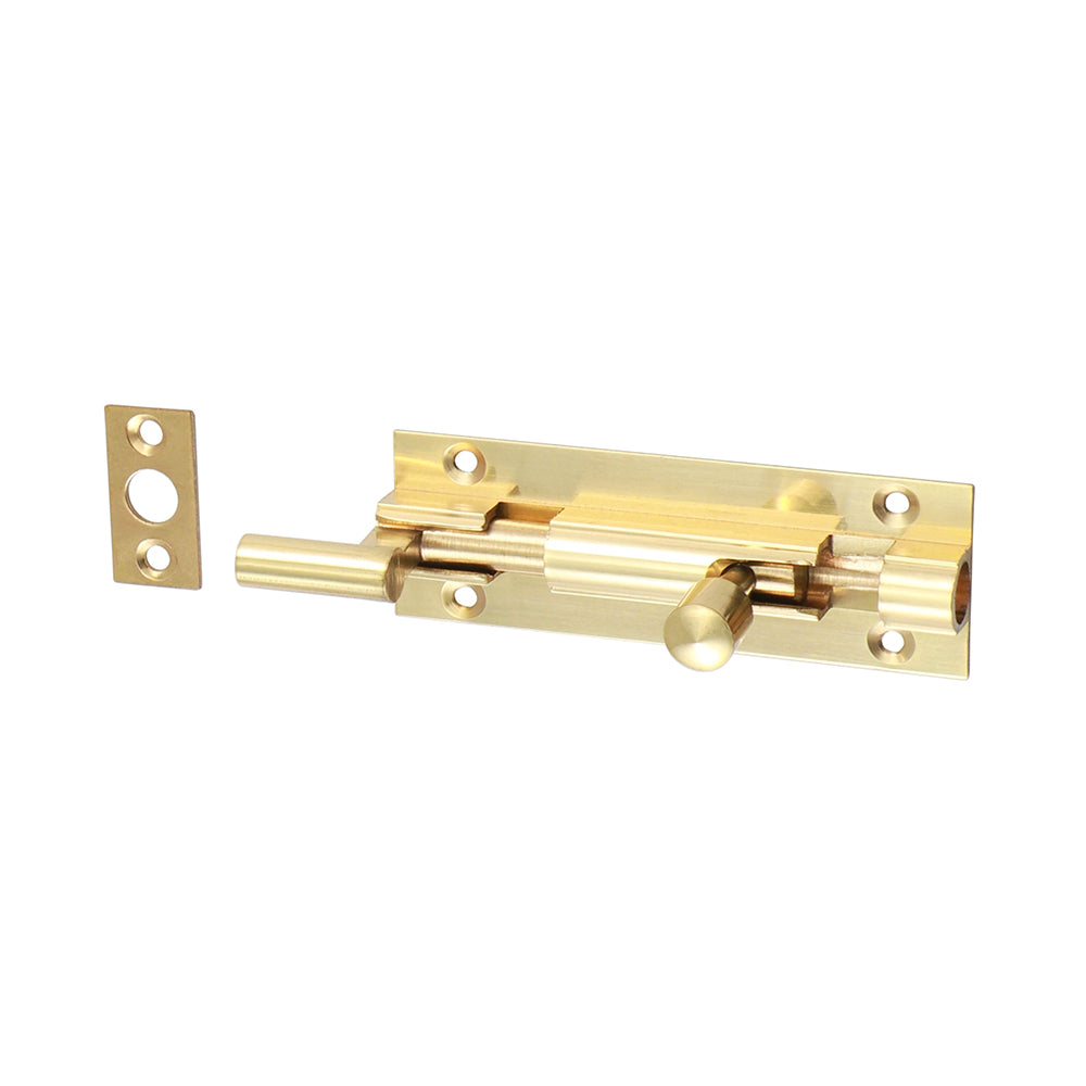 Necked Internal Door Barrel Bolt - Polished Brass - 75 x 25mm