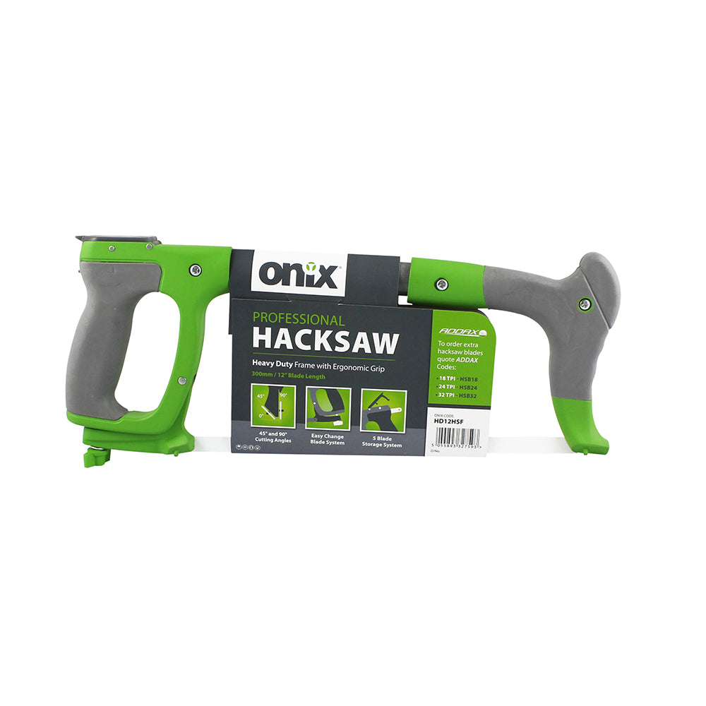 Onix Professional Hacksaw 12" (300mm) – High-Tension Frame, 5 Blades
