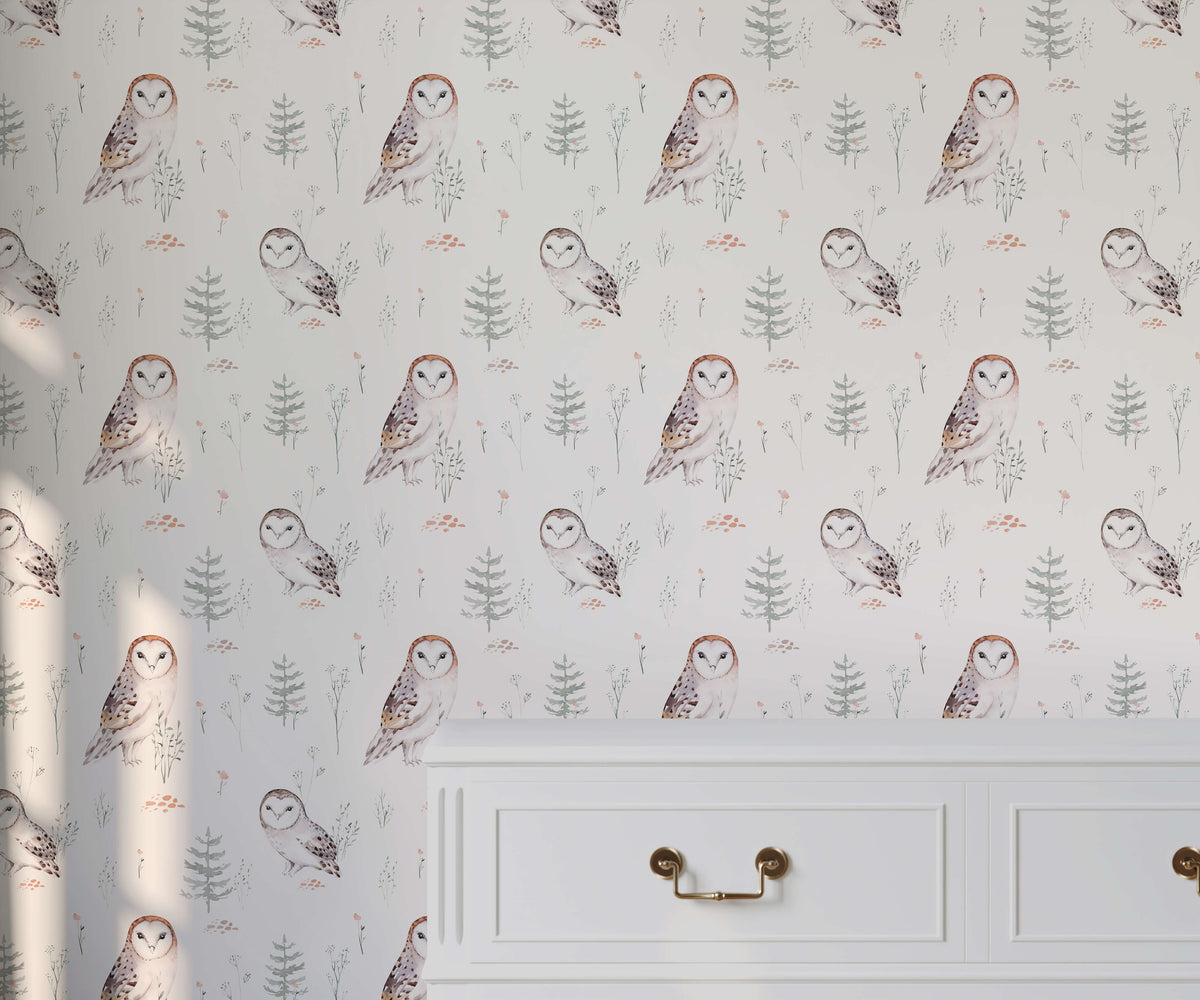 Opal Enchanting Barn Owl Wallpaper
