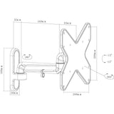 ProperAV TV Wall Bracket (23" - 43" / 15kg Capacity / VESA Max. 200x200) - Grey