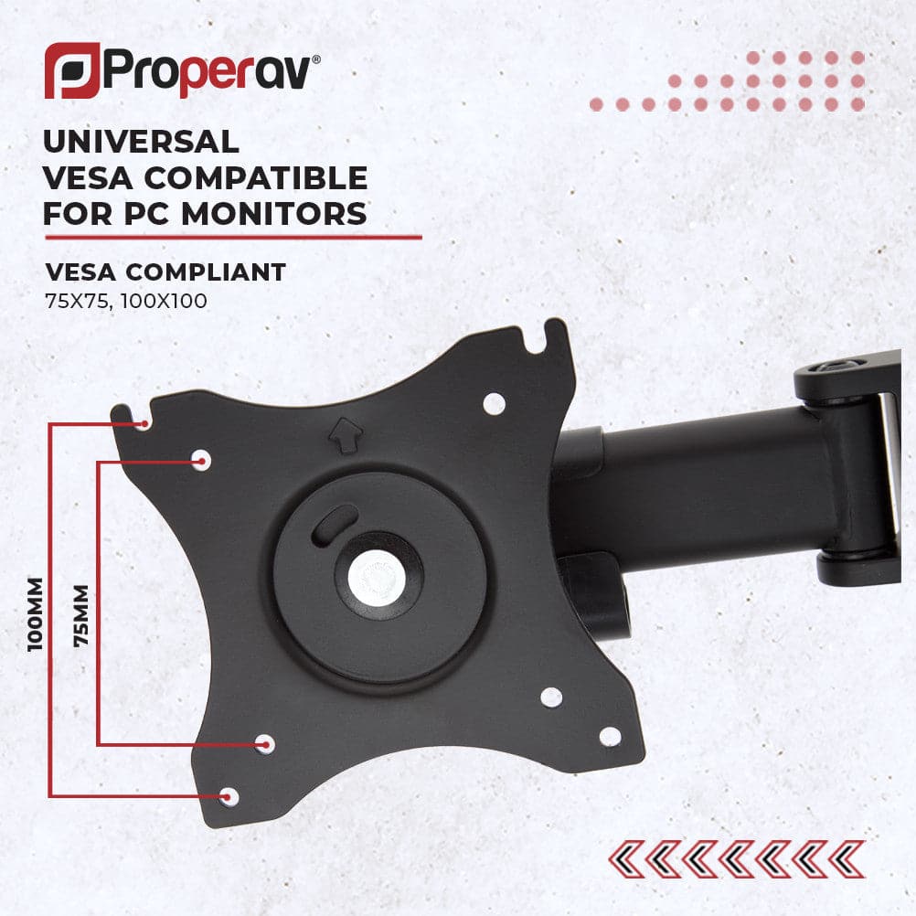 ProperAV Desk Monitor Stand 17" - 32" Dual Swing Arm Freestanding Base VESA Max 100x100