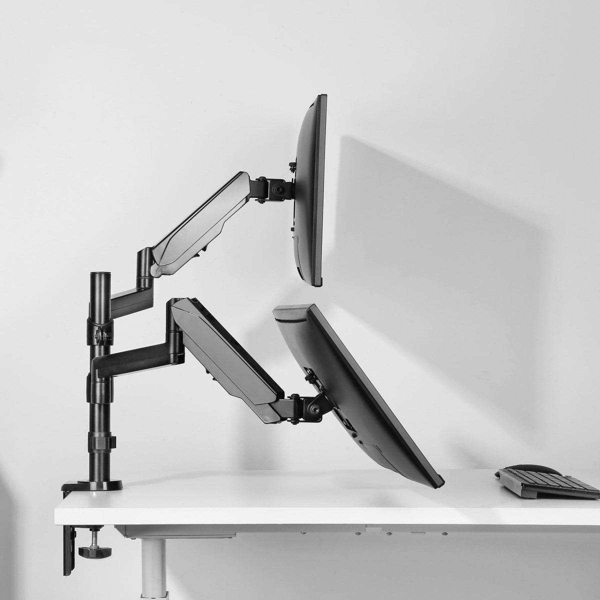 ProperAV Desk Monitor Mount 17" - 32" Extra Height Dual Articulated Swing Arm VESA Max 100x100
