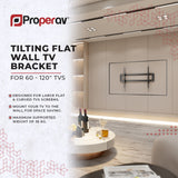 ProperAV Flat TV Wall Bracket (60" - 120" / 120kg Capacity / VESA Max. 900x600) - Black