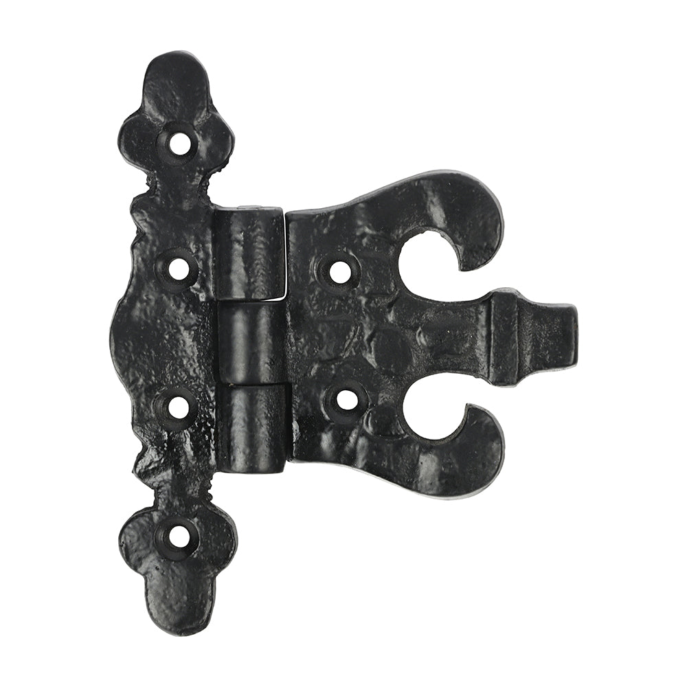 TIMCO Pair of Unequal Hinges, Antique Black Iron, 85mm, single hinge, open flat