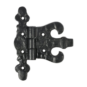 TIMCO Pair of Unequal Hinges, Antique Black Iron, 85mm, single hinge, open flat