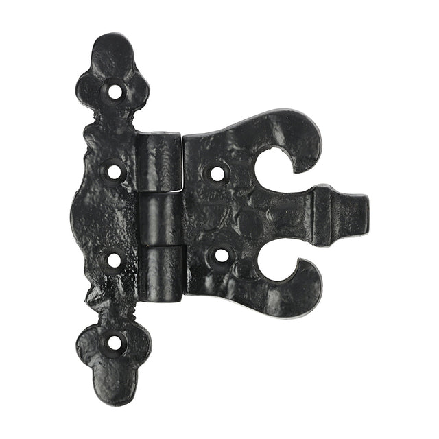 TIMCO Pair of Unequal Hinges, Antique Black Iron, 85mm, single hinge, open flat