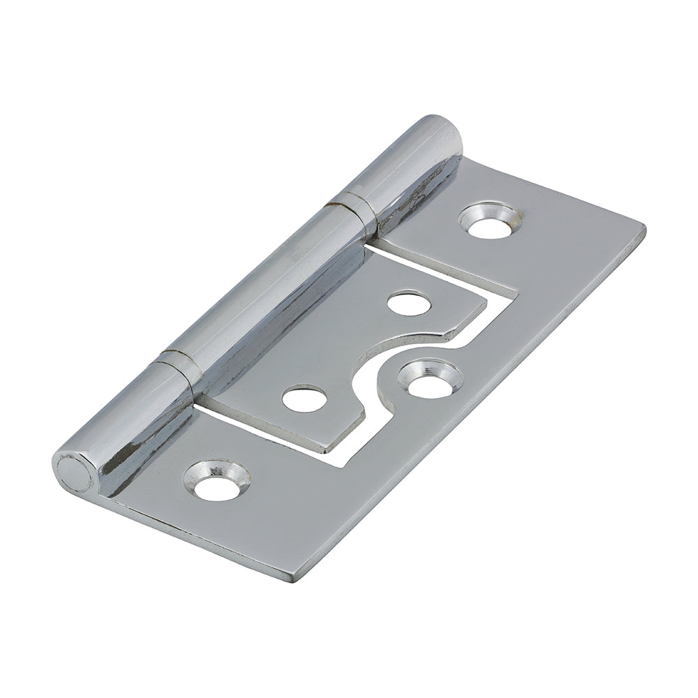 Plain Bearing Flush Hinge - Solid Brass - Polished Chrome - 75 x 50