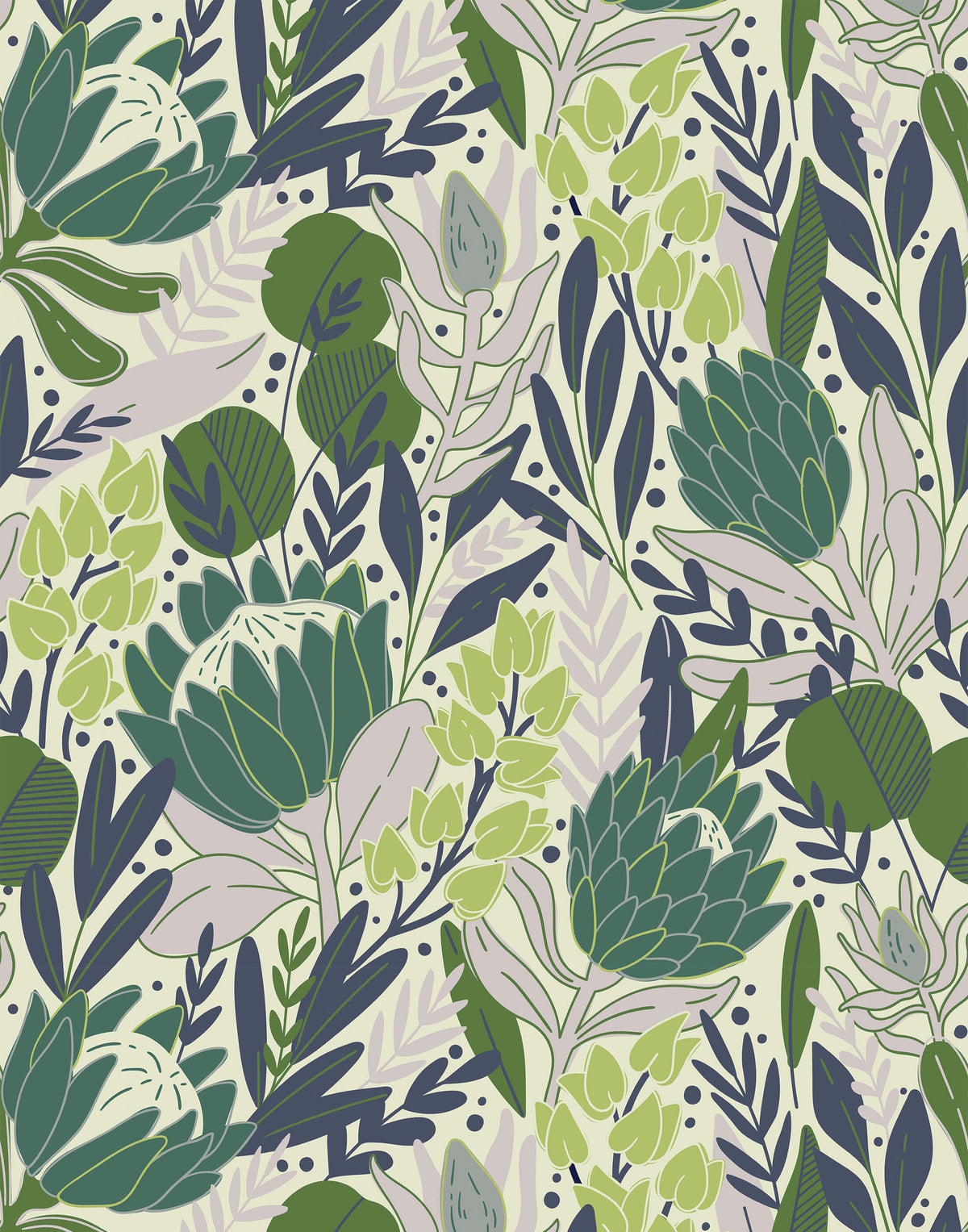 Protea Feature Heavily Illustrated Wildflower Wallpaper