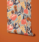 Protea Feature Heavily Illustrated Wildflower Wallpaper