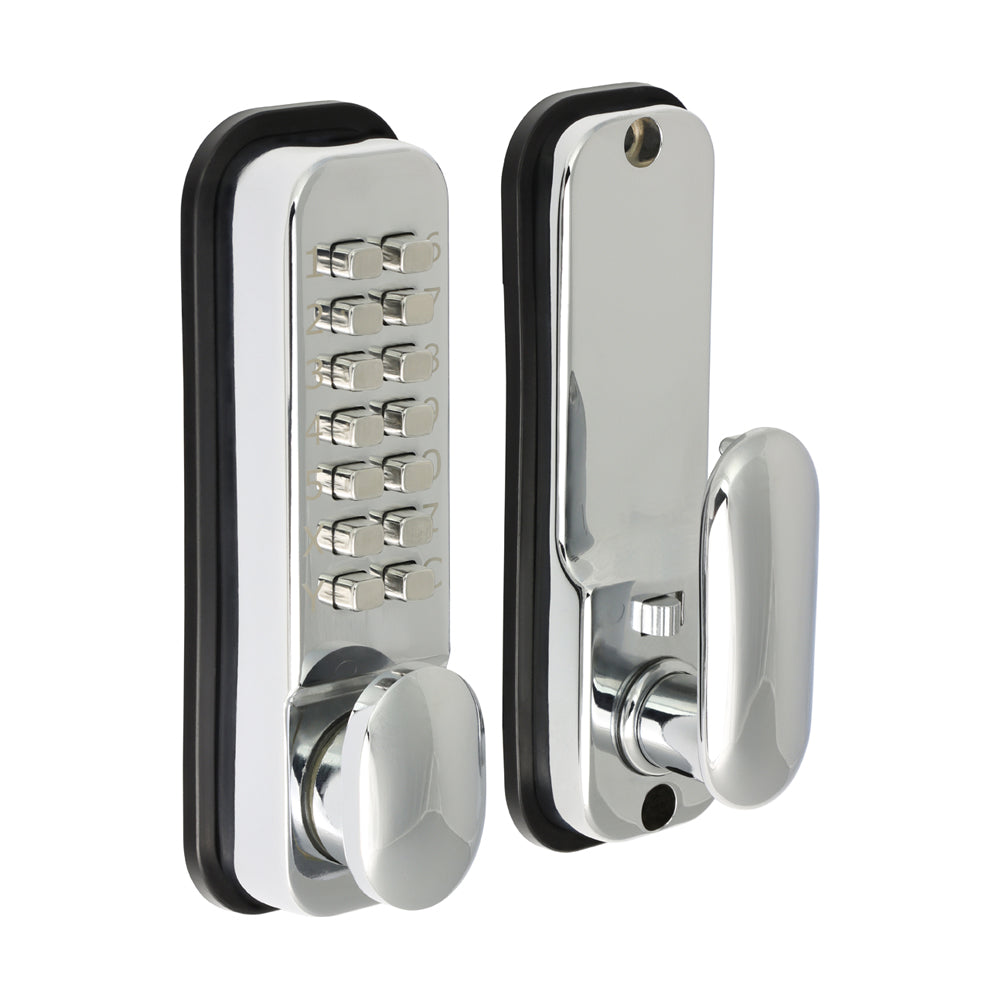 Push Button Digital Lock - Polished Chrome - (142 x 41)