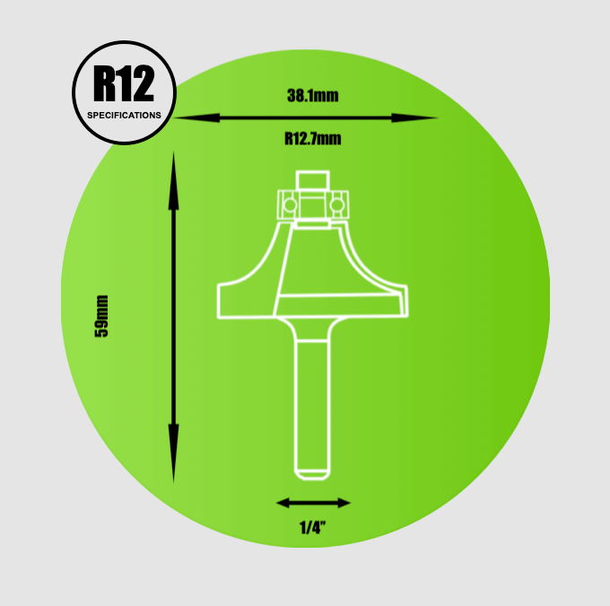 Key Blades 1/4" Rounding Over Router Cutter 12.7mm Radius - R12