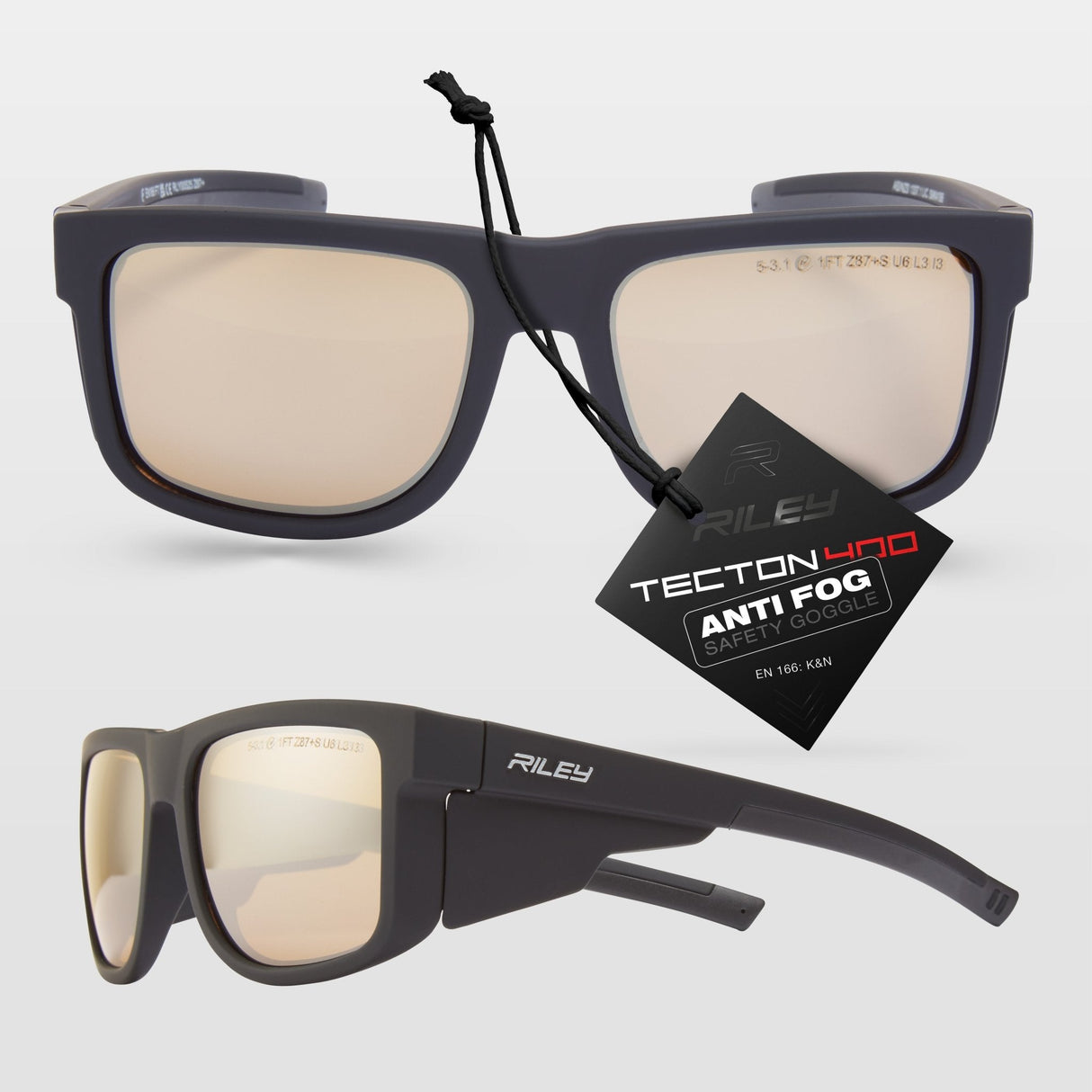 Riley Navigator – Antique Mirror Revo Safety Sunglasses, Anti-Scratch/Anti-Fog