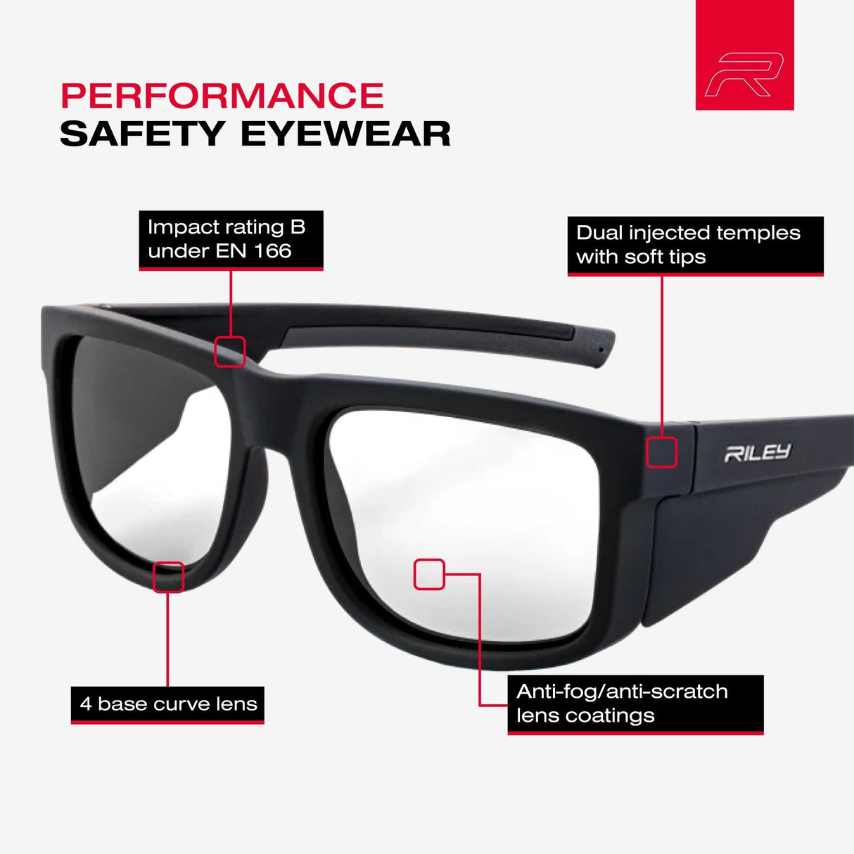 RILEY Navigator Anti-Scratch Safety Fashion Glasses – Clear Lens