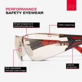 RILEY Stream Red Frameless Metal-Free Safety Glasses with LED Light Protective Lens