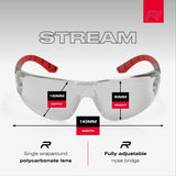 Riley Stream™ Red – Frameless, Metal-Free Safety Glasses (Indoor/Outdoor Lens)