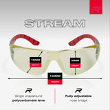 RILEY Stream Red Safety Glasses – Yellow Tint, Metal-Free