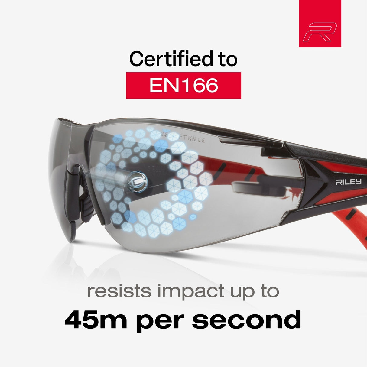 RILEY Stream Red Frameless Metal-Free Safety Glasses with LED Light Protective Lens