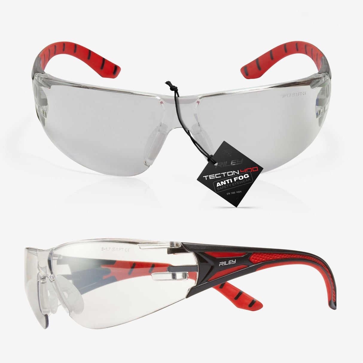 Riley Stream™ Red – Frameless, Metal-Free Safety Glasses (Indoor/Outdoor Lens)