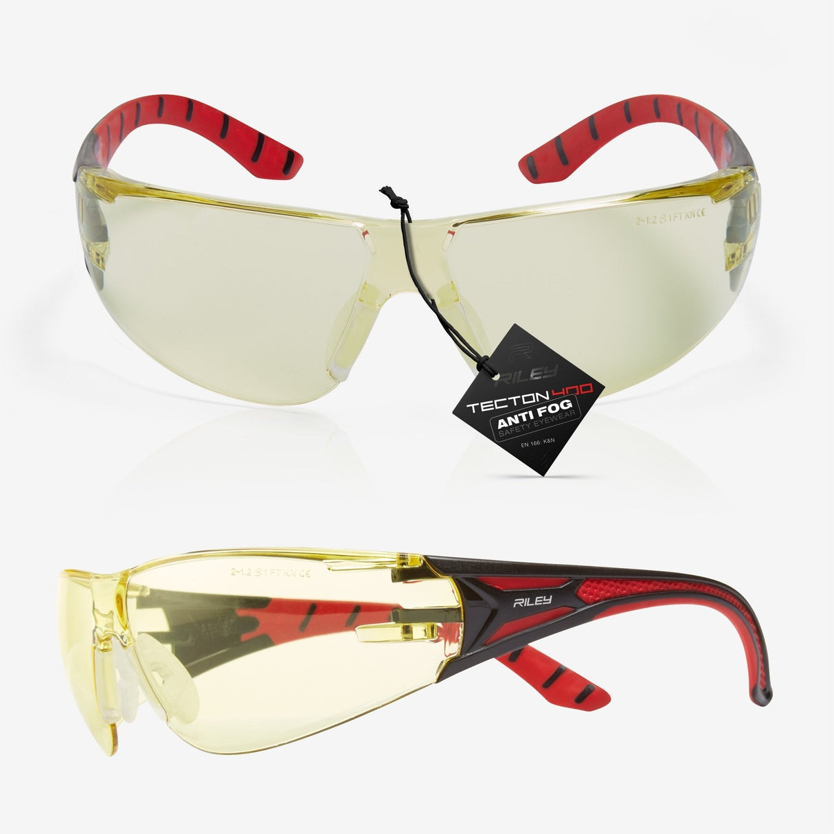 RILEY Stream Red Safety Glasses – Yellow Tint, Metal-Free