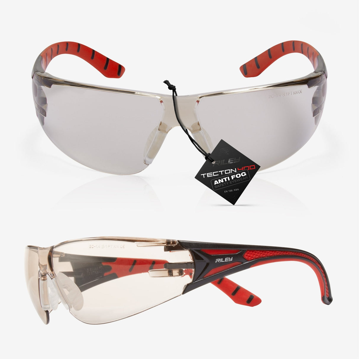RILEY Stream Red Frameless Metal-Free Safety Glasses with LED Light Protective Lens
