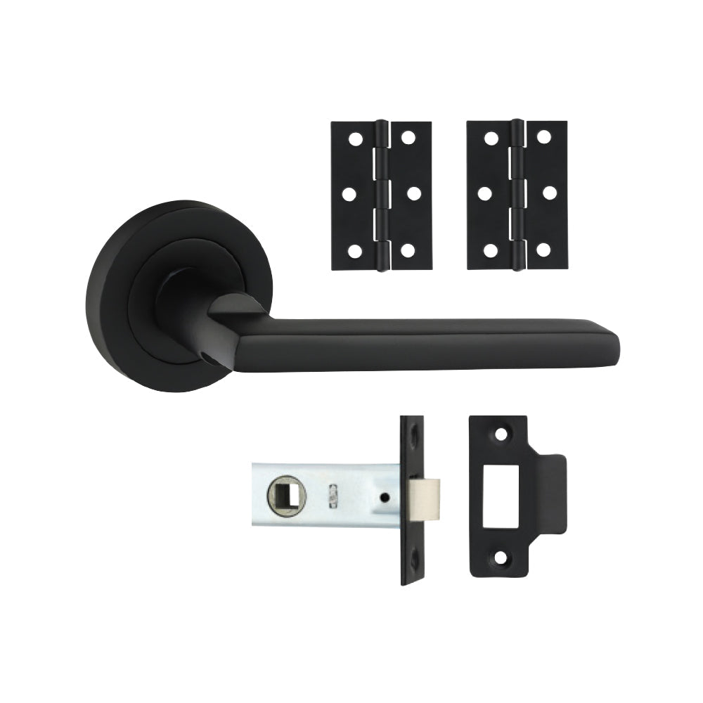 Radmore Lever on Rose Door Pack – Matt Black (Door Handle / Hinges / Latch)