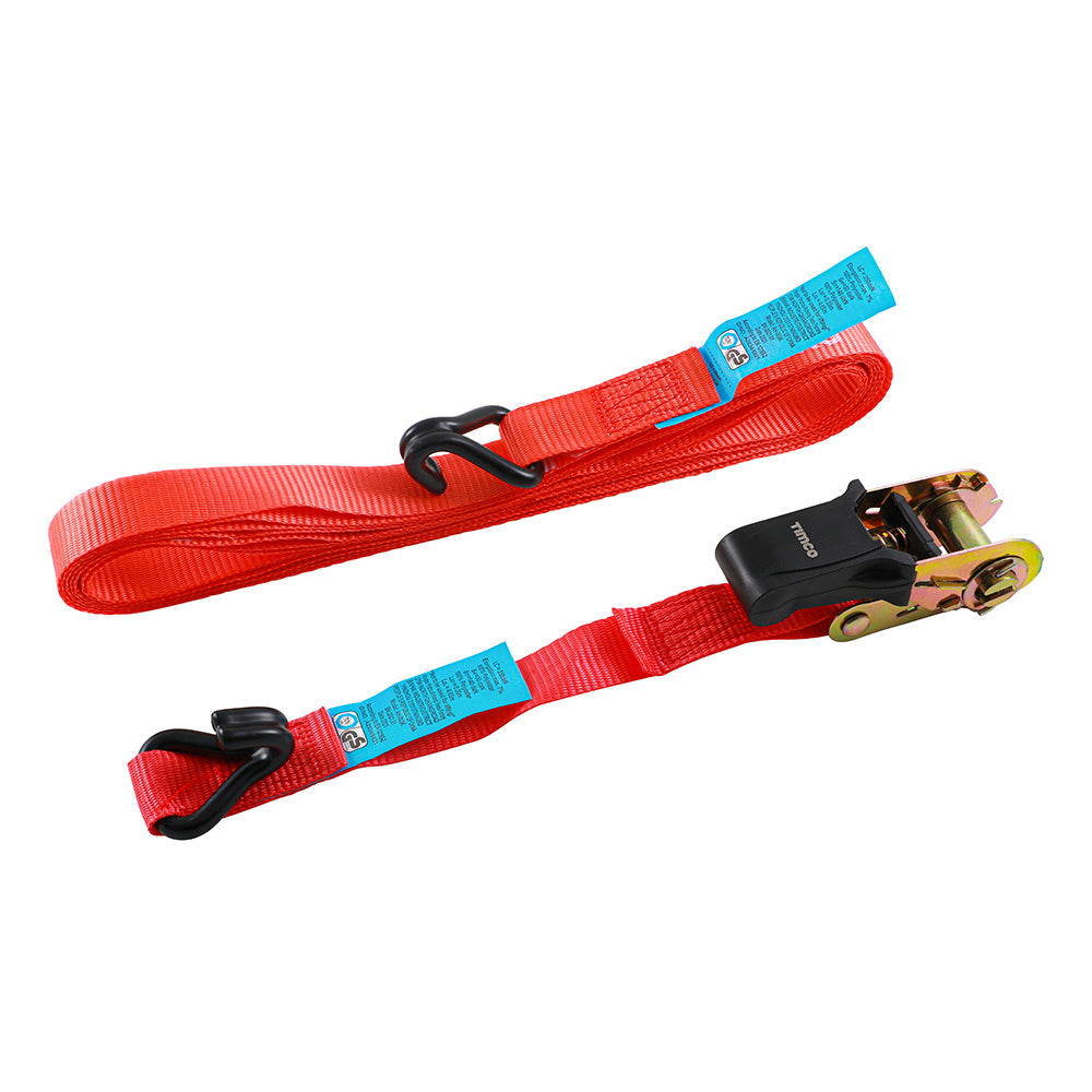 Standard Duty Ratchet Strap with J-Hooks – 5m - 2 Pieces