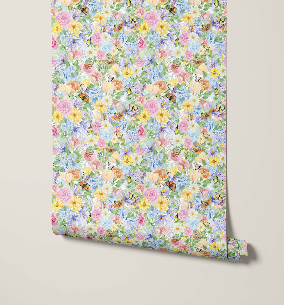 Rosaline Embracing Maximalist Butterfly Flower Wallpaper