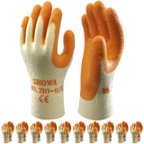 SHOWA 310 Orange Durable Heavy Duty Textured Grip Safety Work Gloves (PACK of 10 PAIRS)