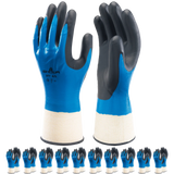 SHOWA 377 Waterproof Impermeable Fully Coated Work Gloves with Nitrile Grip (PACK of 10 PAIRS)