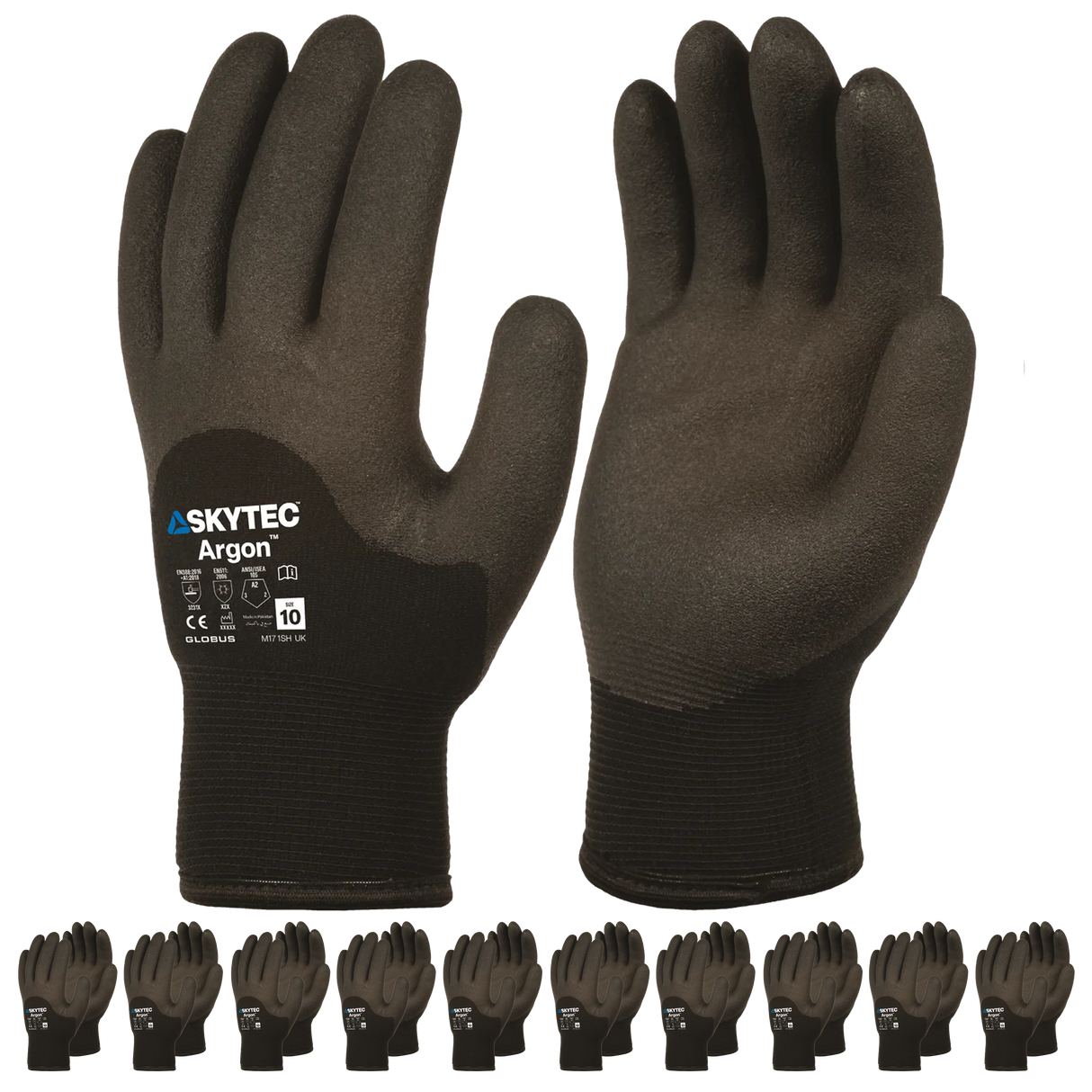 SKYTEC Argon Fleece Lined Thermal Insulated Water Repellent Work Gloves (PACK of 10 PAIRS)