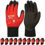 SKYTEC Beta 1 Tricolore Flexible Lightweight Low Cut Protection Red Safety Work Gloves with Grip Palm (PACK of 10 PAIRS)
