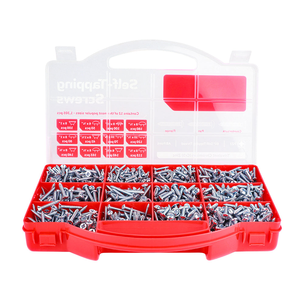 Mixed Tray – Metal Tapping Screws, PZ, Self-Tapping, Zinc – 1305 Piece