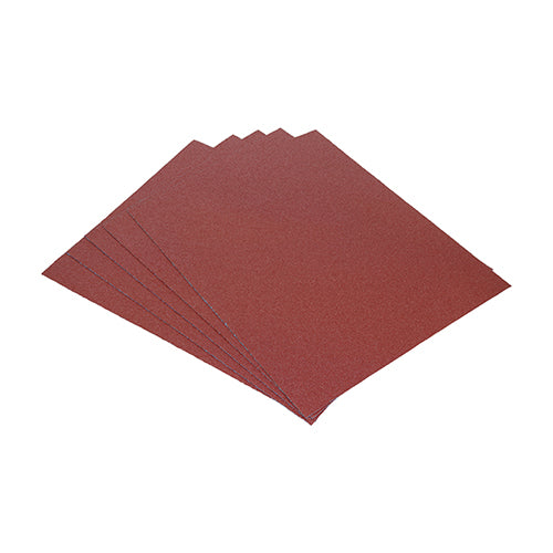 Sandpaper Sanding Sheets - Red 230 x 280mm - Grit 120 Medium (5 Sheets)